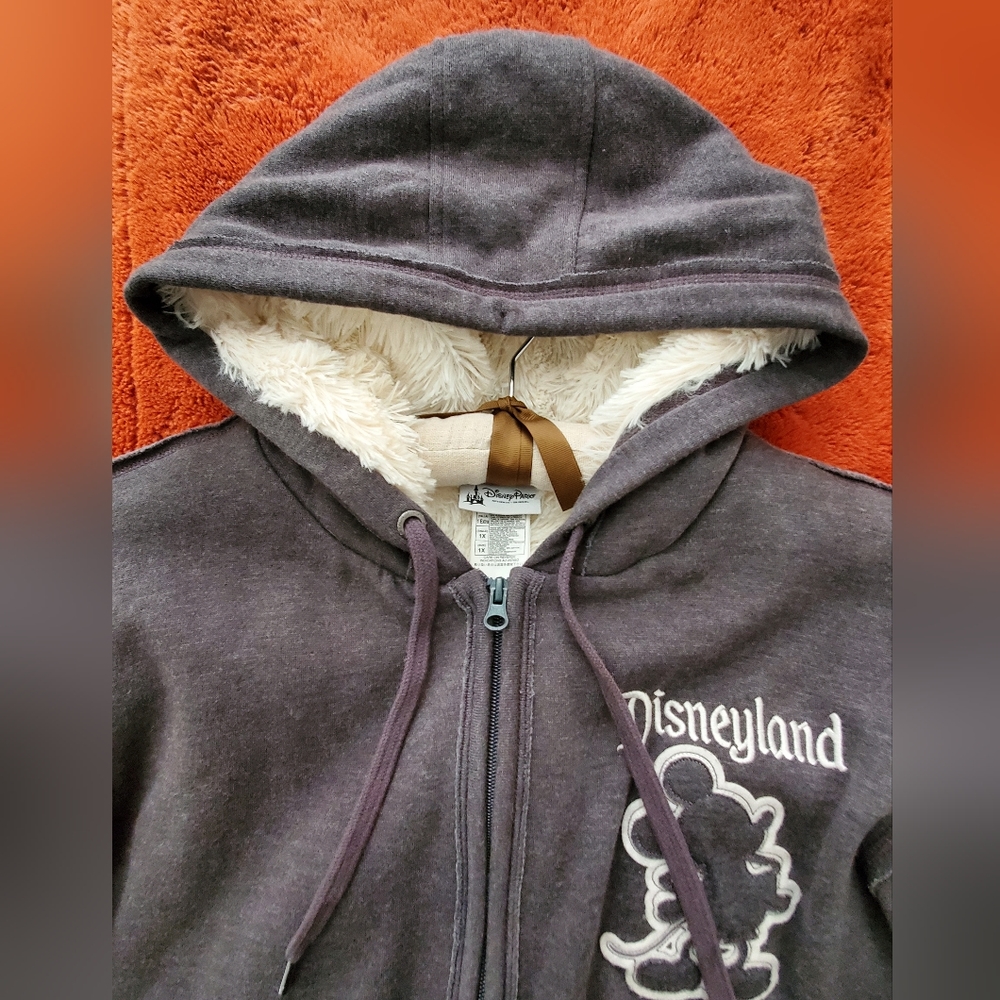 Disneyland Disney Faux Fur Lined Gray Zippered Hoodie 55th Anniversary 1X